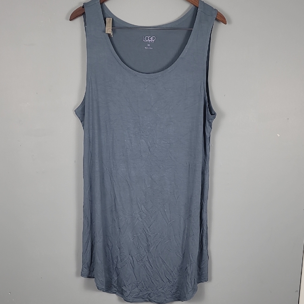 Logo Lori Goldstein QVCBlue Gray Tank Top Soft Fabric and Sleeveless